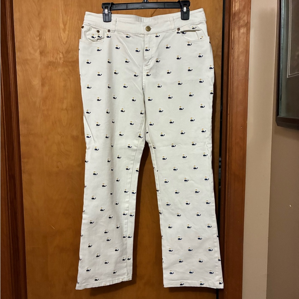 Lilly Pulitzer White Patterned Whale Flare Jeans